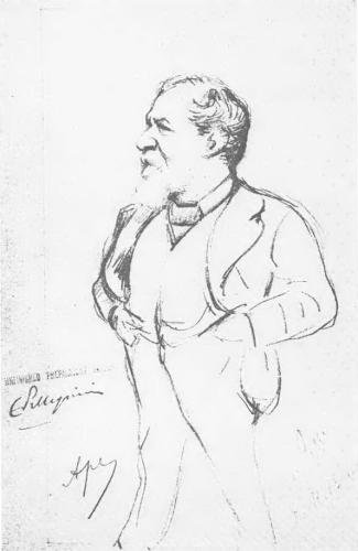 RB94. Robert Browning Aged 63. Caricature by Carlo Pellegrini, London, 1875. Location: ABL.
