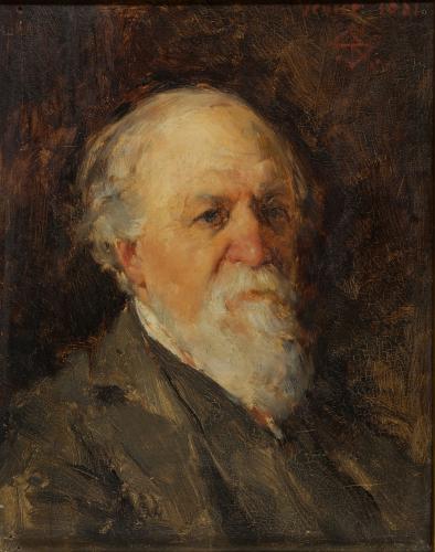 RB124. Robert Browning Aged 69. Oil painting by Julian Story, Venice, October 1881. Location: Williams College.