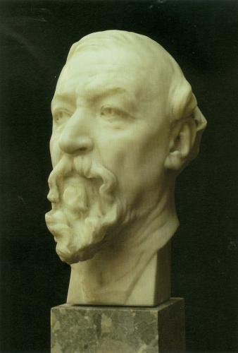 RB161. Robert Browning Aged 74. Bust, in marble, by Robert Barrett Browning, London, 1886. Location: Balliol.