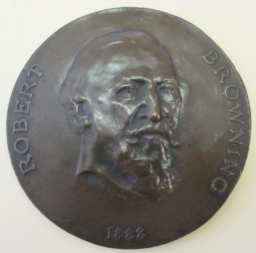 RB168. Robert Browning Aged 75. Medallion by Gustav Natorp, London, February 1888. Location: ABL, Balliol, and Berg.