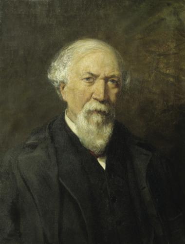 RB140. Robert Browning Aged about 72. Oil painting by Felix Moscheles, London, 1884. Location: Unknown (stolen from Ohio Wesleyan Univ.).