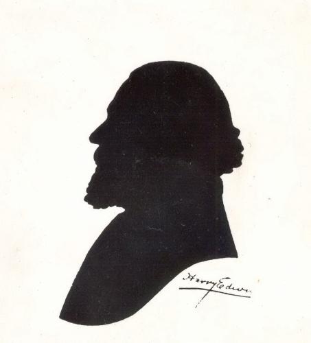 RB153. Robert Browning Aged 73. Silhouette by Harry Edwin, Venice, October 1885. Location: ABL, NPG, and Texas.