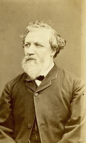 RB55. Robert Browning Aged 53. Photograph by William Jeffrey, London, late June 1865. Location: ABL, Meredith and Smithsonian.