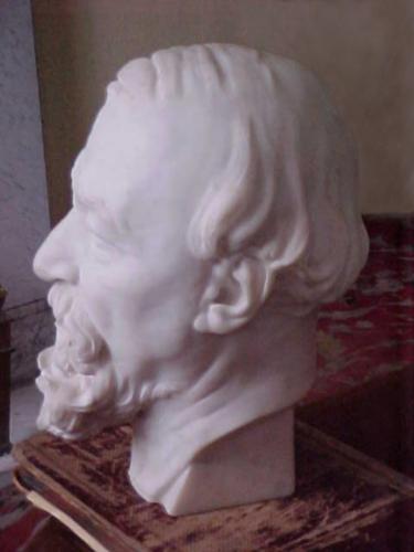 RB160. Robert Browning Aged 74. Bust, in marble, by Robert Barrett Browning, London, 1886. Location: Unknown.