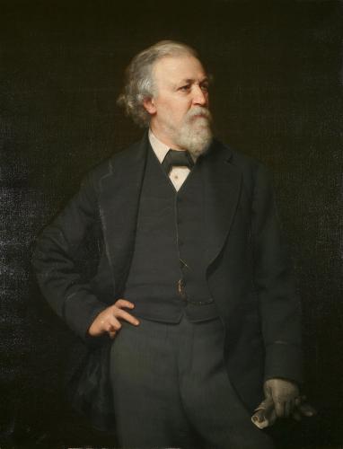 RB91. Robert Browning Aged about 63. Oil painting by Rudolf Lehmann, London, 1875. Location: ABL.
