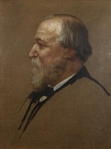 RB112. Robert Browning Aged 67. Oil painting by Alphonse Legros, London, 7 February 1880. Location: V&A.