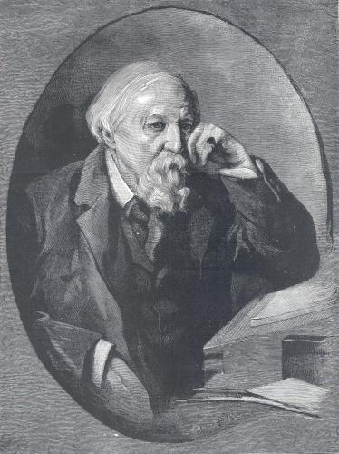 RB158. Robert Browning Aged about 74. Painting by Lance Calkin, London, 1886. Location: unknown.