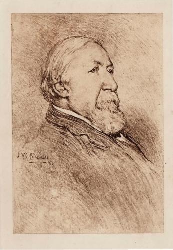 RB157. Robert Browning Aged about 74. Drawing by John White Alexander, London, 1886. Location: American Academy of Arts & Letters.
