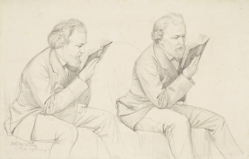 RB75. Robert Browning Aged 57. Pencil sketch by William Wetmore Story, Naworth Castle, 19 September 1869. Location: Morgan.